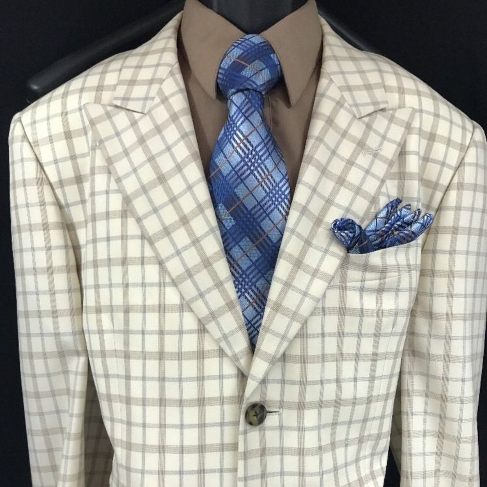 Botticelli Men's Cream Suit with Blue Size 40R
